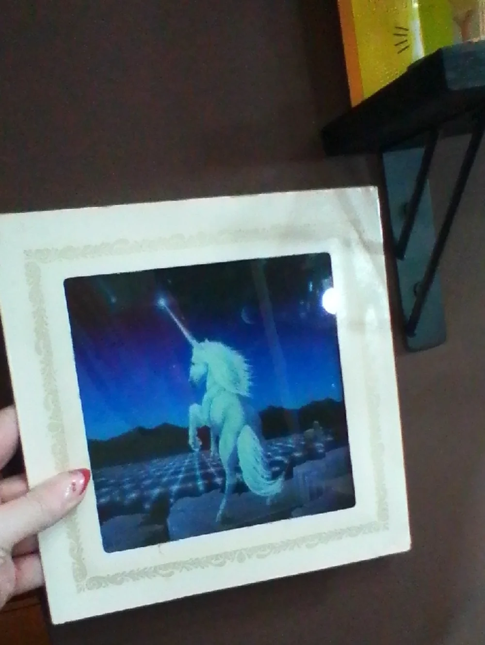 White Unicorn Nightscape Wall Art Print - Picture 3 of 3